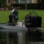 Small airboat using trailing hoses
